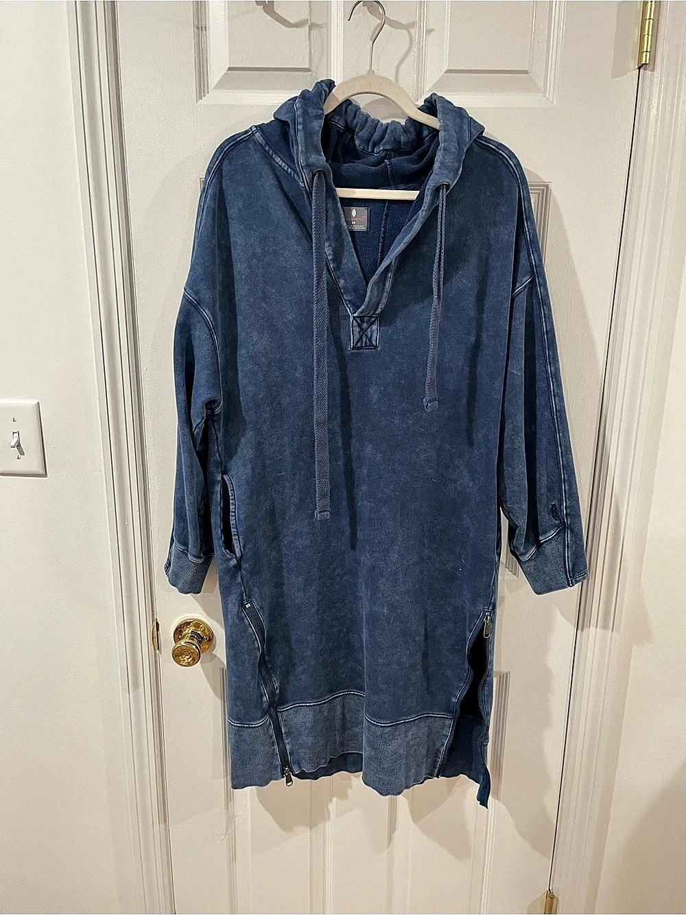 Free People Blue Hooded Midi Sweatshirt Size XS